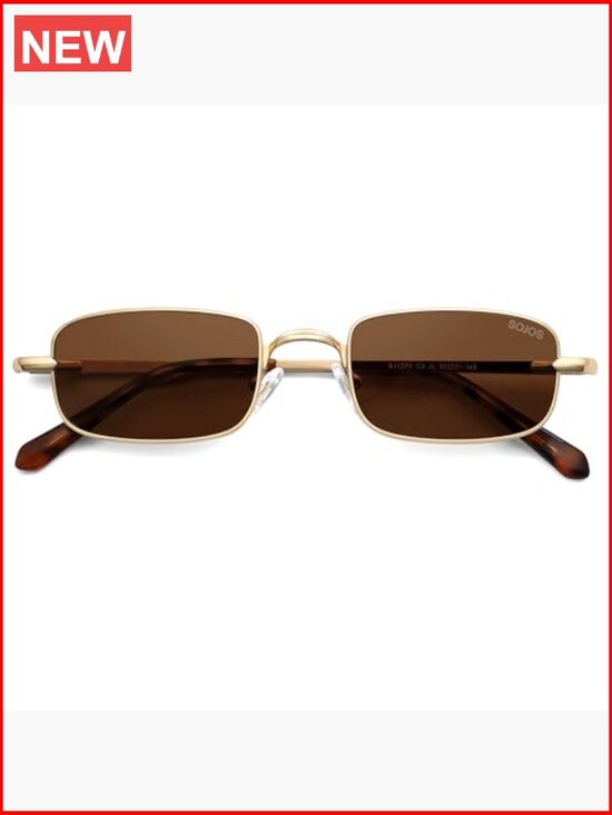Unisex Retro Rectangle Sunglasses with Stainless Steel Frame UV400 Protection 6-Pair Vintage Rectangle Unisex Glasses, Trendy Fashion  main image 2